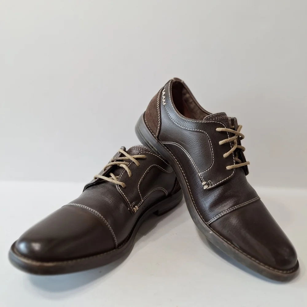 Penguin By Munsingwear Men's Brown Leather Careerwear Lace Up Oxfords Size 8